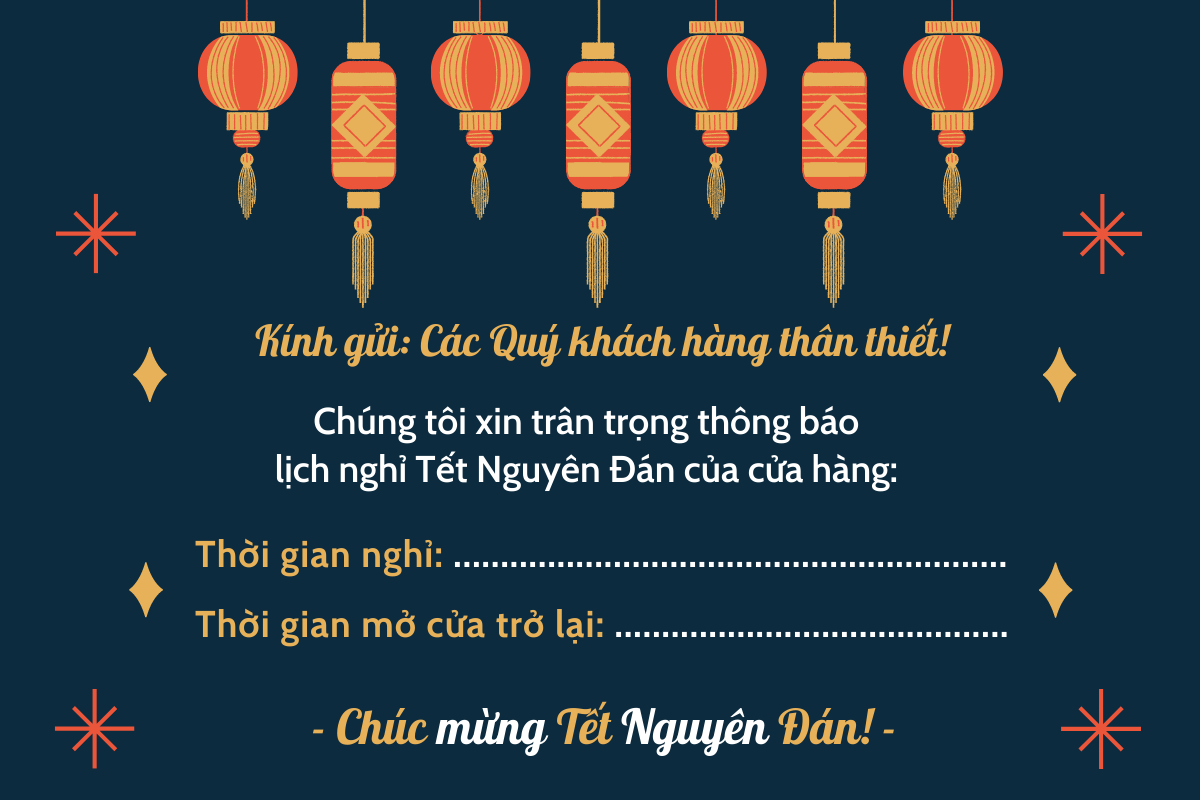 Thông báo nghỉ Tết cửa hàng