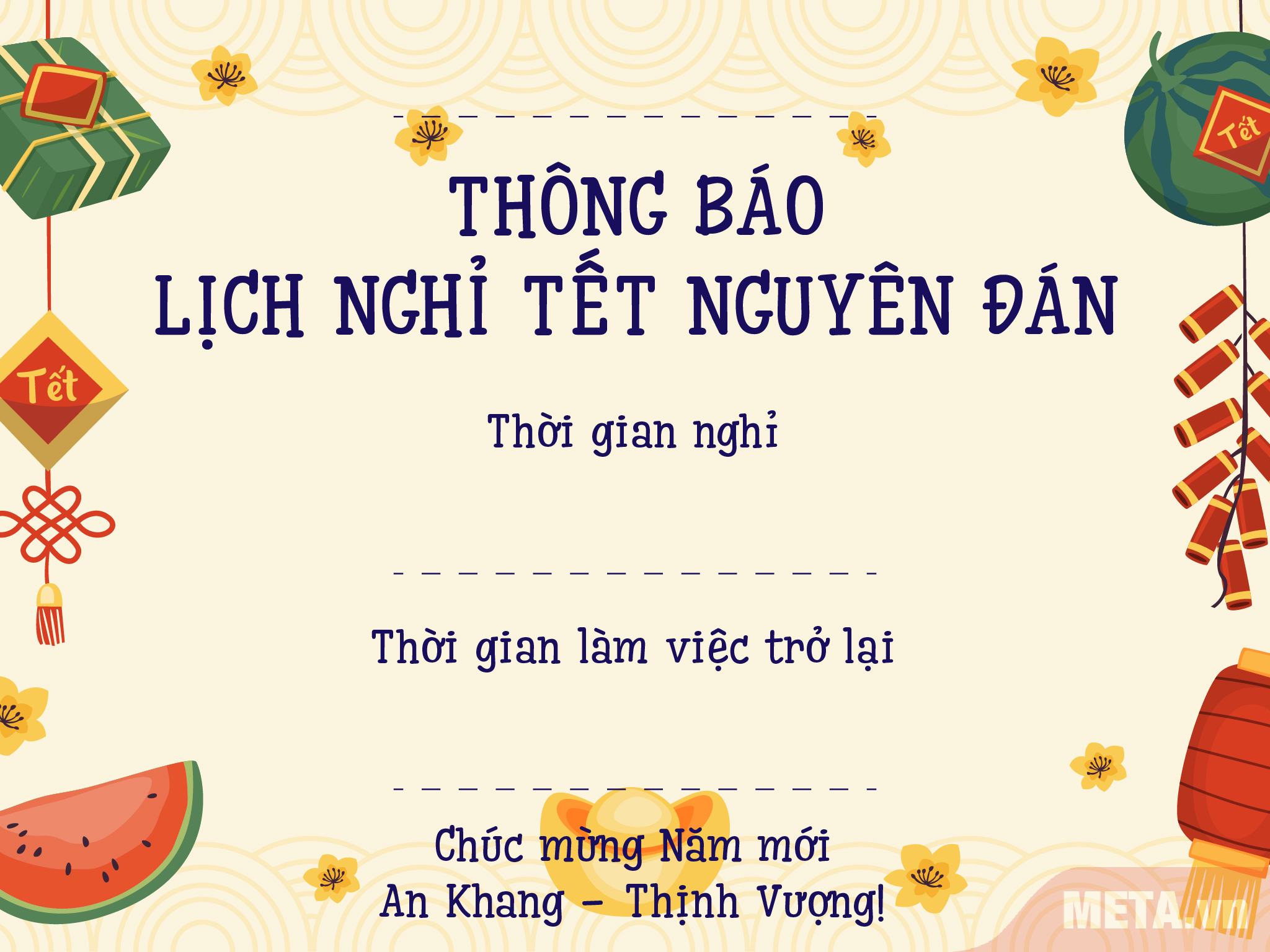 Mẫu thông báo nghỉ Tết