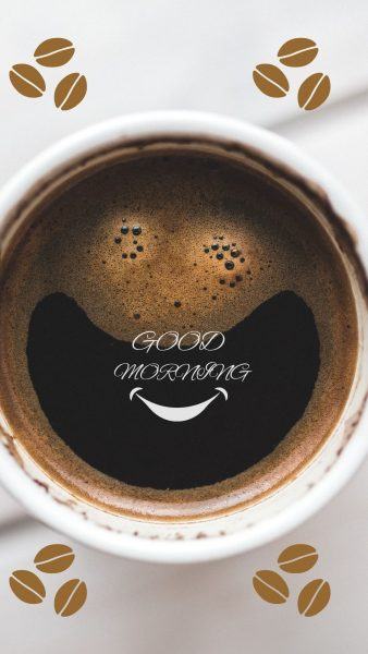 Chào buổi sáng cà phê mặt cười