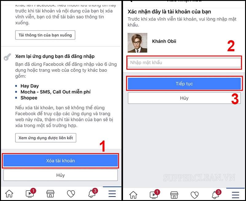 xóa tài khoản facebook