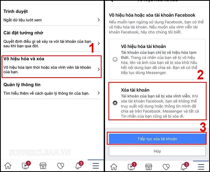 xóa tài khoản facebook