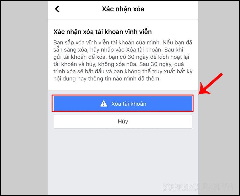 xóa tài khoản facebook