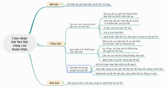 Sơ đồ tư duy cảm nhận bài thơ Vội vàng của Xuân Diệu