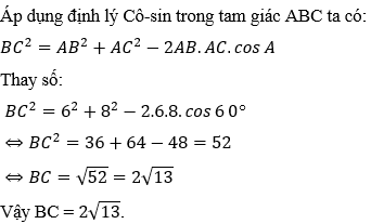 Cách Giải bài tập Định lý Côsin trong tam giác hay và chi tiết - Toán lớp 10