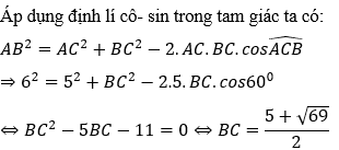 Cách Giải bài tập Định lý Côsin trong tam giác hay và chi tiết - Toán lớp 10