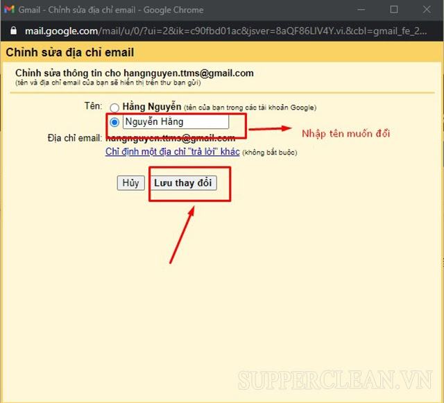 cách đổi tên gmail