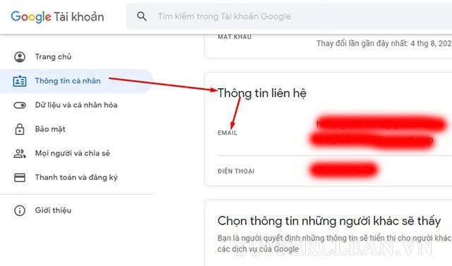 thay đổi địa chỉ gmail