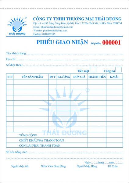 Ví dụ giao hàng của công ty Thái Dương