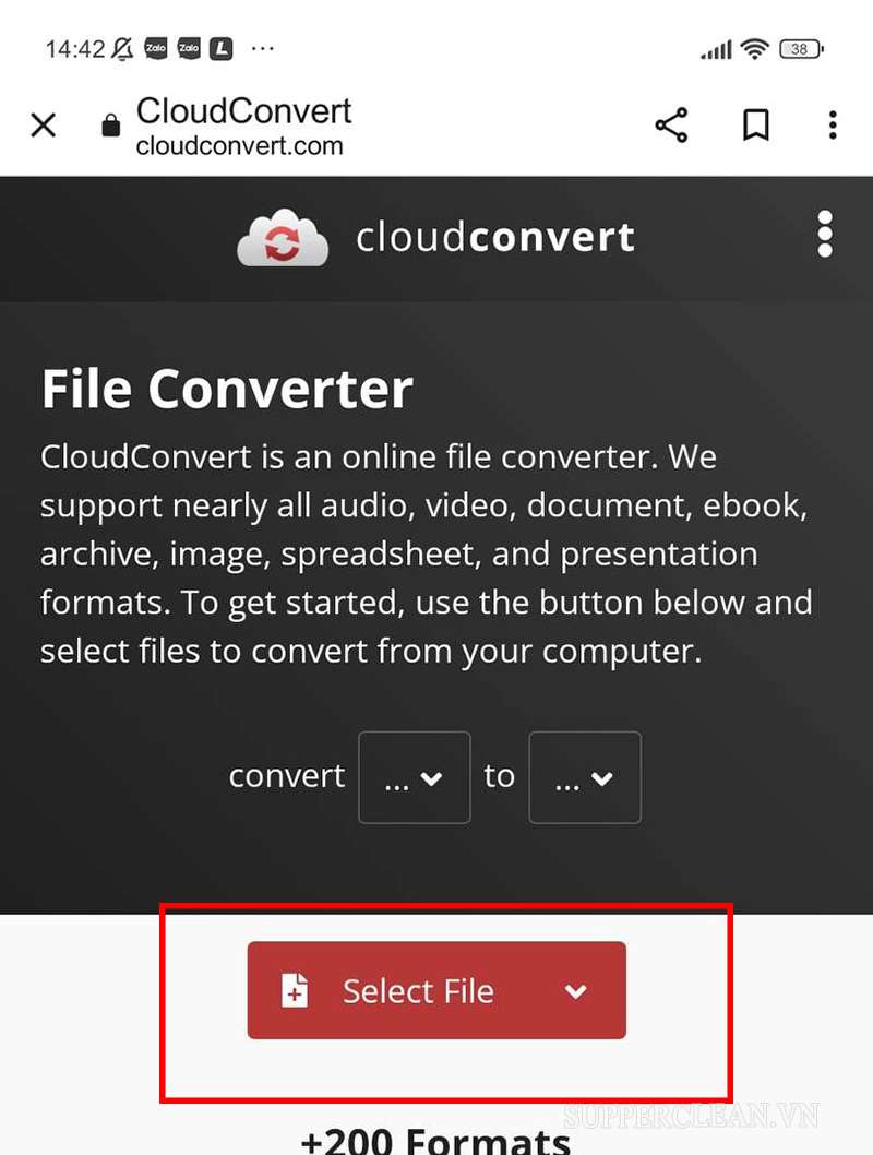 Truy cập vào CloudConvert