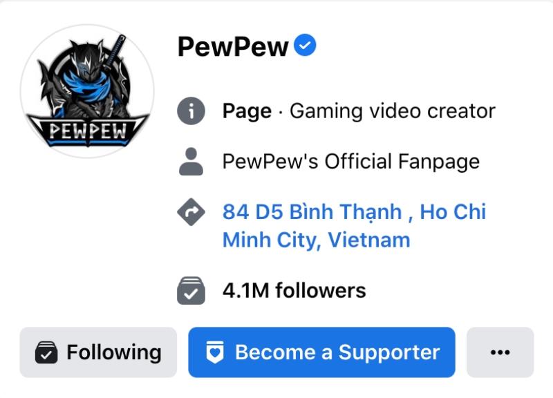 Lượt followers trên fanpage của Pewpew