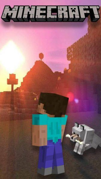 Hình ảnh Minecraft 3D lúc hoàng hôn