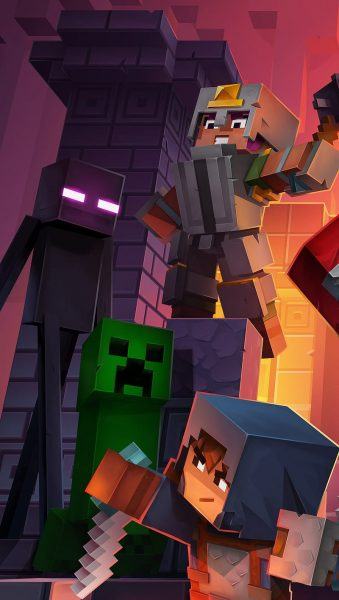 Hình ảnh Minecraft 3D chiến đấu với zombie