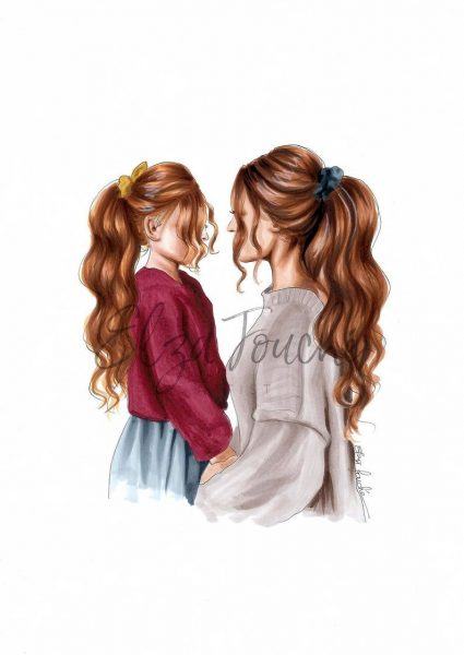 vẽ mẹ và con gái dễ thương, vẽ mẹ và con gái dễ thương
