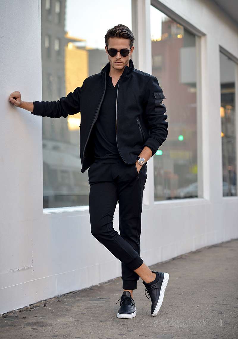 Áo bomber + quần skinny + chân váy