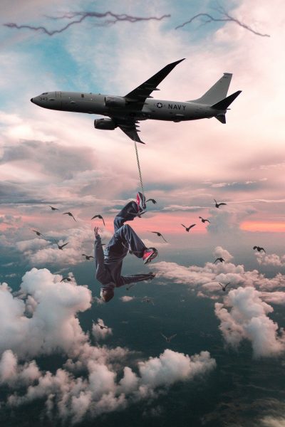 Hình ảnh máy bay và người bay trên bầu trời