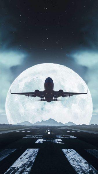 Hình ảnh máy bay và siêu trăng