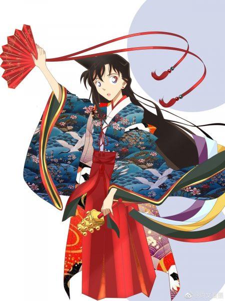 Nhân vật nữ anime mặc kimono