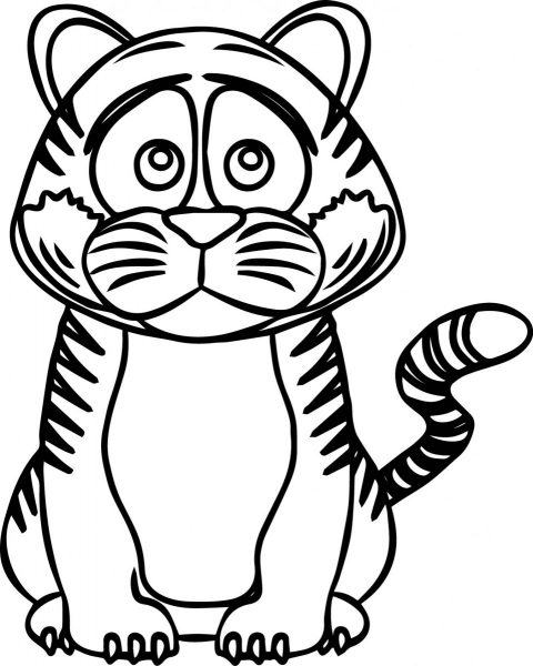 Hình ảnh hoạt hình của một con hổ với khuôn mặt buồn