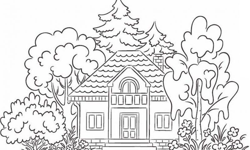 Một bản phác thảo của một ngôi nhà trong rừng