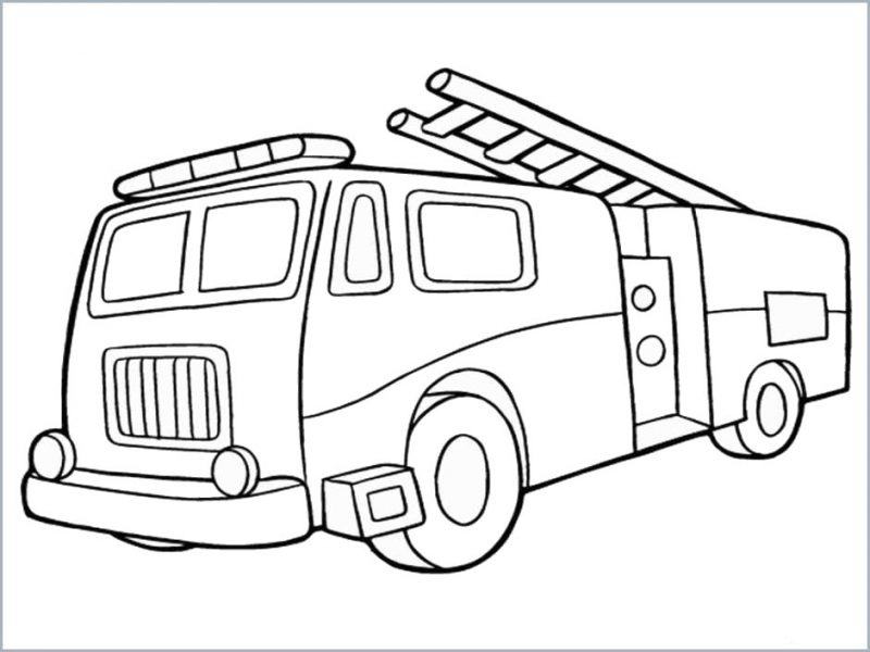 Một bản vẽ của một chiếc xe cứu hỏa với các bộ phận
