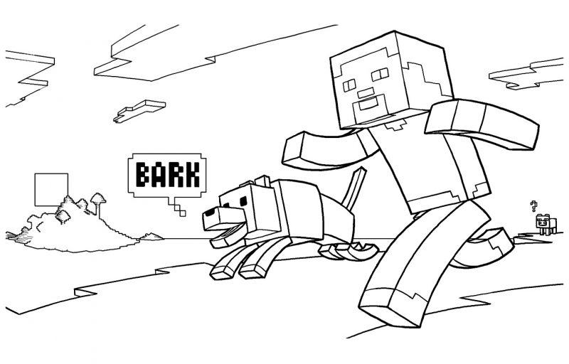 Trang vẽ cho cậu bé và con chó cho minecraft