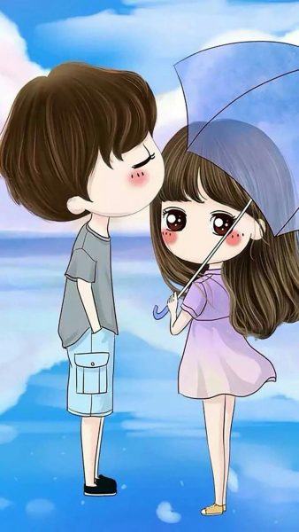 Ảnh chibi love nền xanh