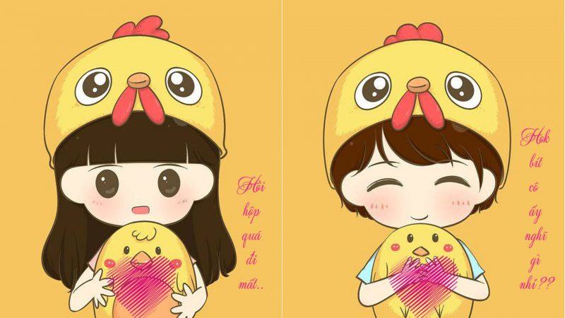 Ảnh chibi love chick couple