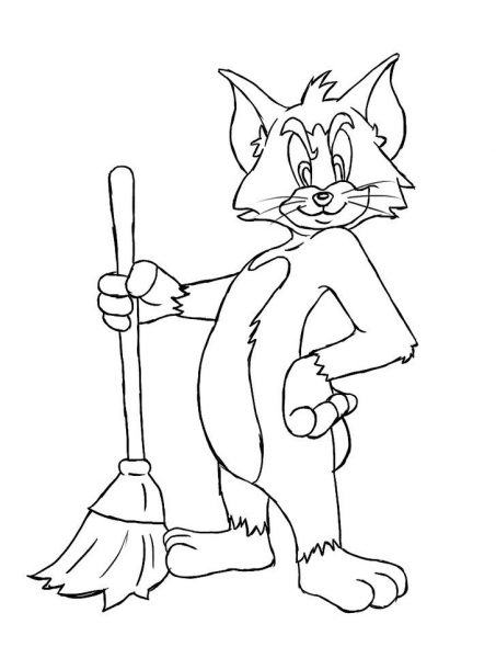 Hình ảnh hoạt hình Tom và Jerry cầm chổi