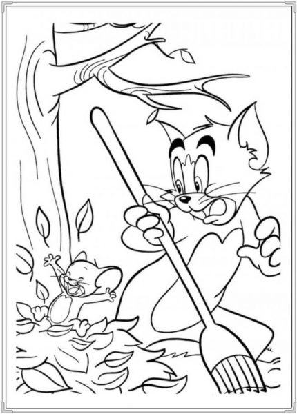 Tom và Jerry vẽ lá quét lá