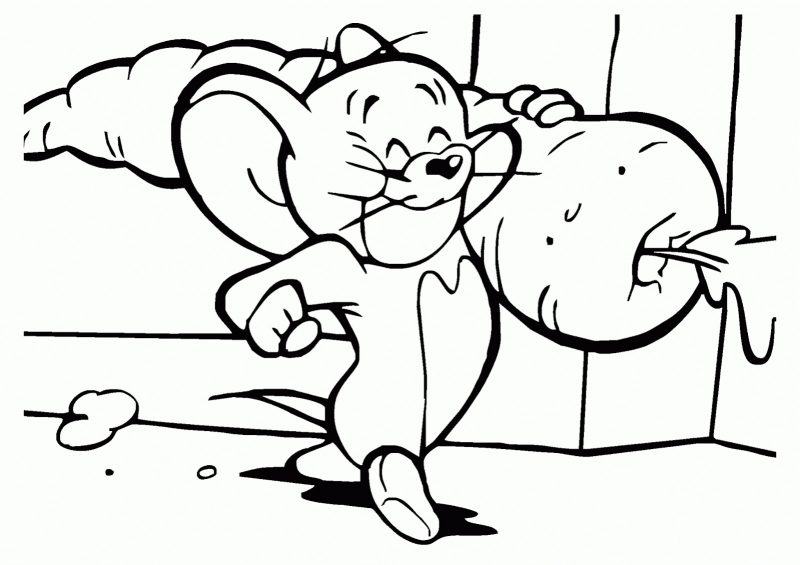 Tranh tô màu Tom và Jerry gánh củ cà rốt khổng lồ
