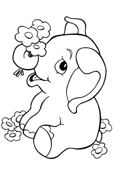 Phim hoạt hình voi chơi với hoa