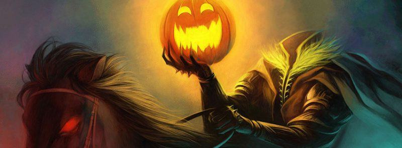 Ngựa cười bí ngô Halloween đeo mặt nạ