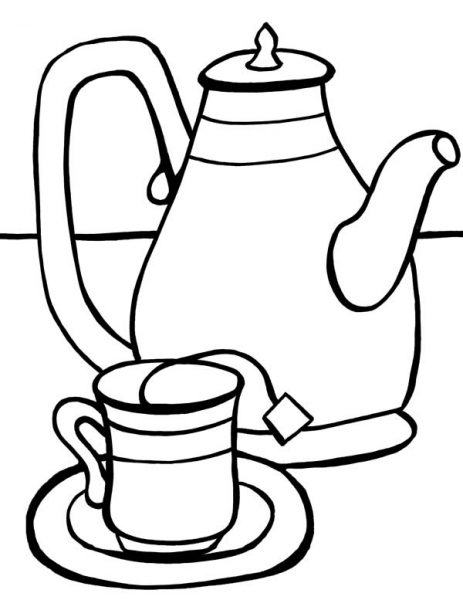 Hình ảnh ấm trà với tách trà nóng