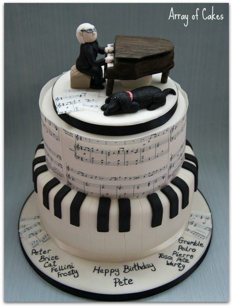 bánh sinh nhật cậu bé piano