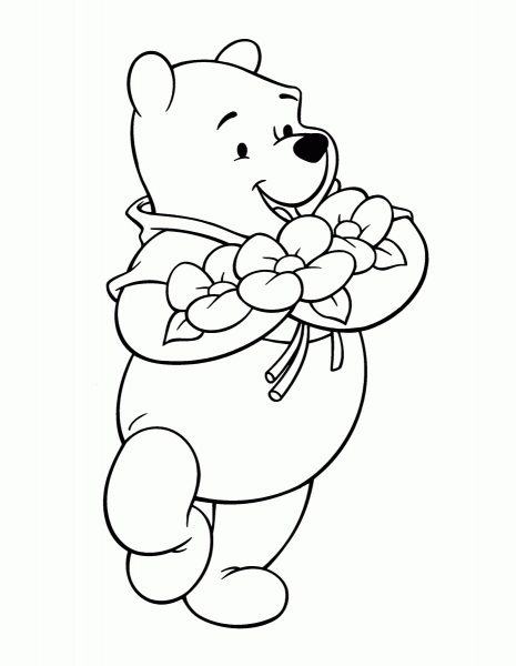 Tranh tô màu con gấu bông hoa