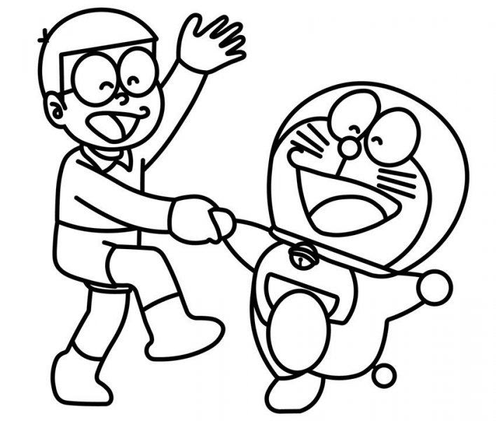 Hình ảnh Nobita nắm tay Doremon