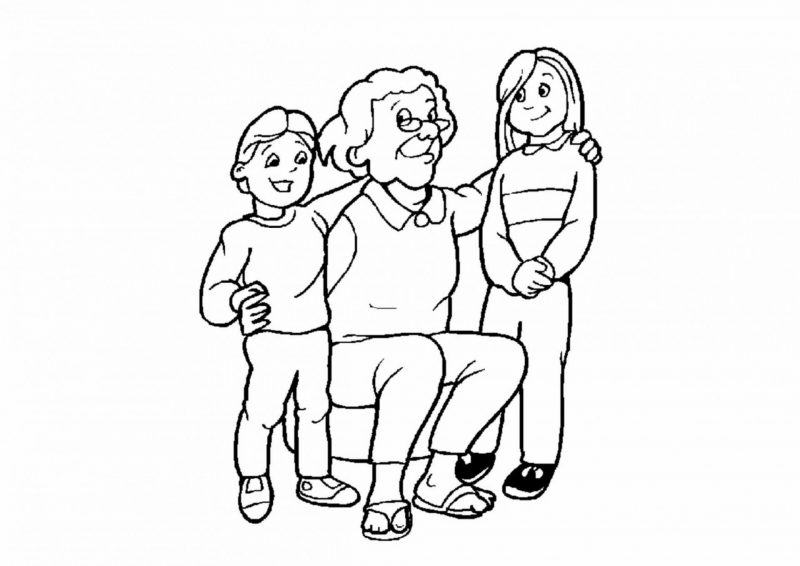 Một bức chân dung của một người bà và hai đứa cháu