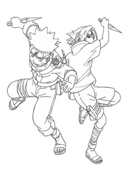 Tranh tô màu Naruto và Sasuke
