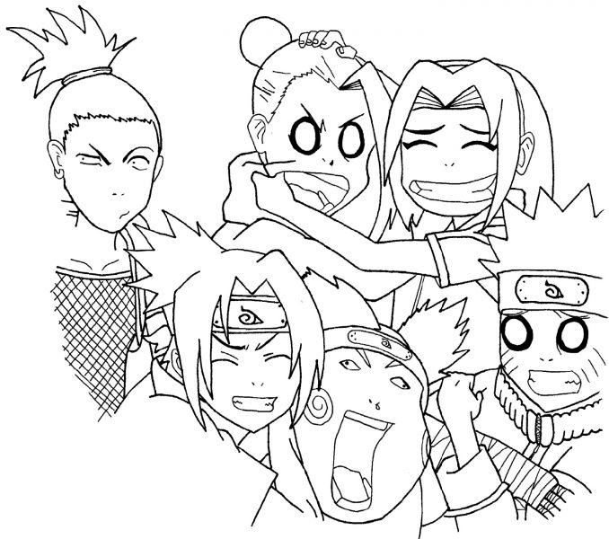 Tranh tô màu Naruto và những người bạn