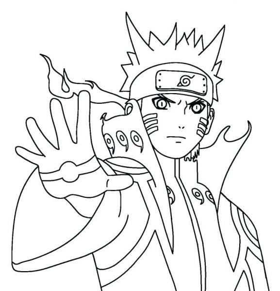 Tranh tô màu Naruto giơ tay trước mặt
