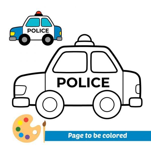 Tranh tô màu xe cảnh sát có người mẫu