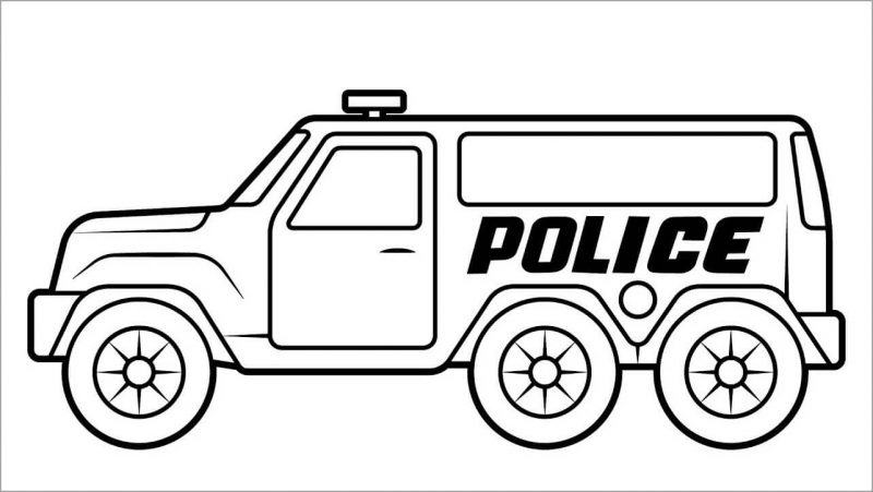 Một bản vẽ của một chiếc xe cảnh sát với 7