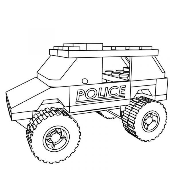 Một trang tô màu xe cảnh sát được thiết kế đặc biệt