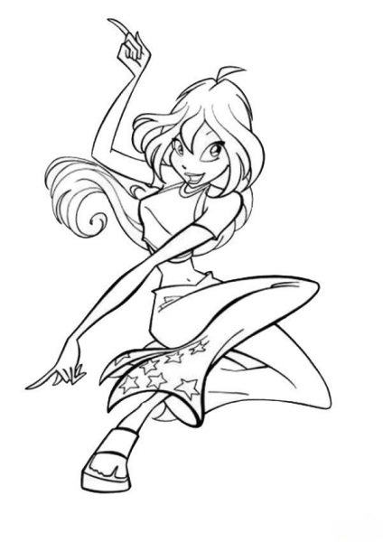 Hình ảnh hoạt hình công chúa Winx ngồi một chân