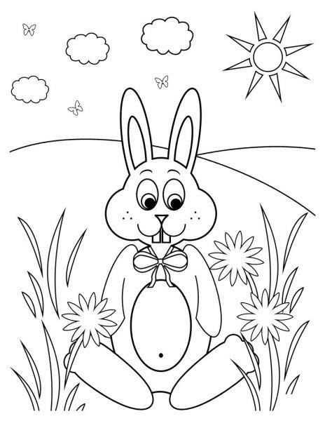 Tranh tô màu con thỏ dưới nắng