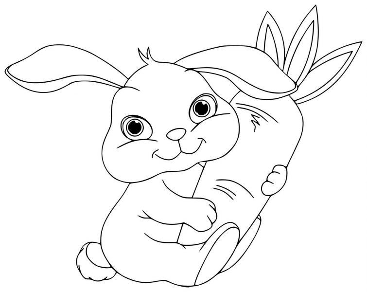 Phim hoạt hình minh họa một con thỏ cầm một củ cà rốt lớn