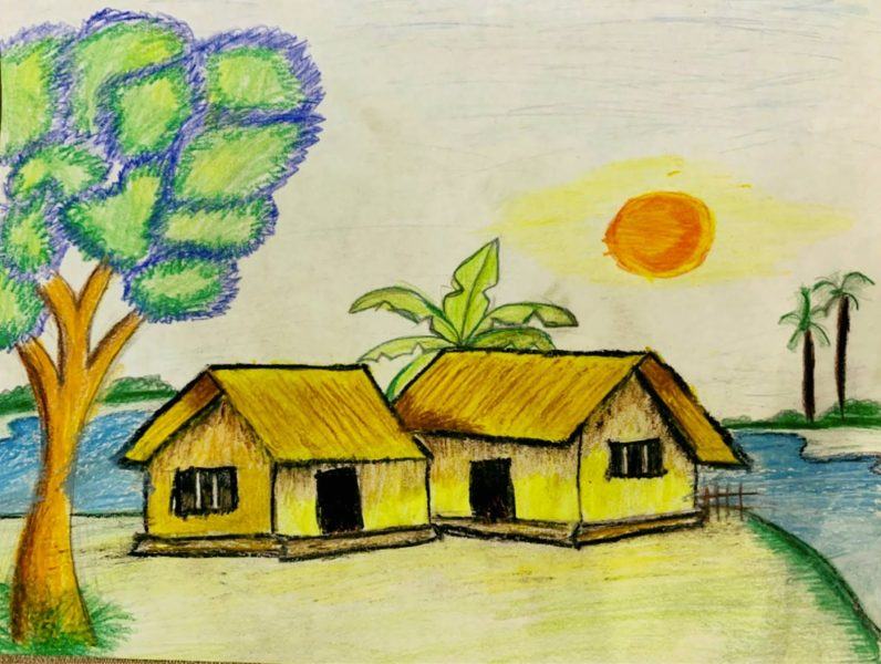 Cách vẽ ngôi nhà đẹp lớp 6 ở nông thôn