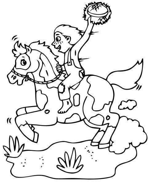 Phim hoạt hình ngựa và trẻ em cưỡi ngựa