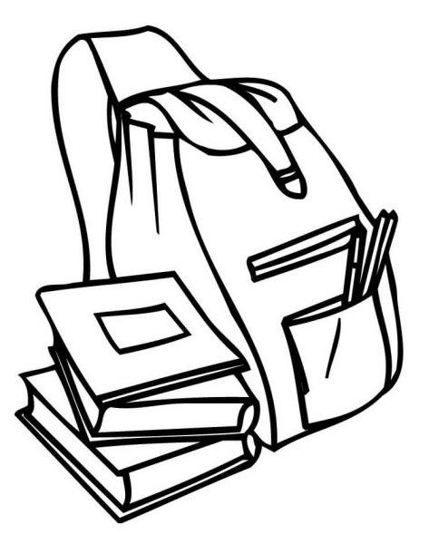 Một bản phác thảo của một cái túi và một chồng sách