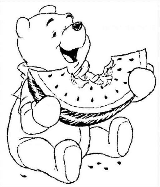 Hình ảnh hoạt hình dưa hấu và gấu ăn dưa hấu